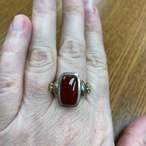 Vintage Silver and Gold Ring with carnelian